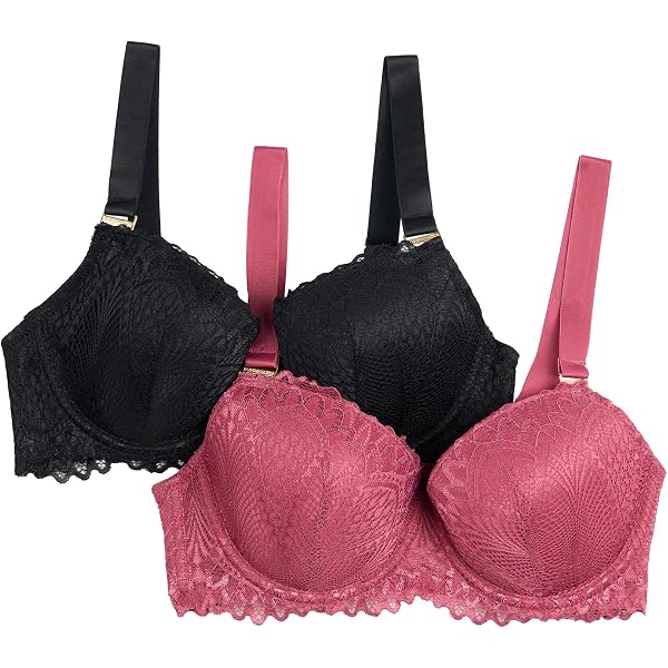 BGBGMaxazria Women's Lace 2-Pack Underwire Bra, English Rose, 34B